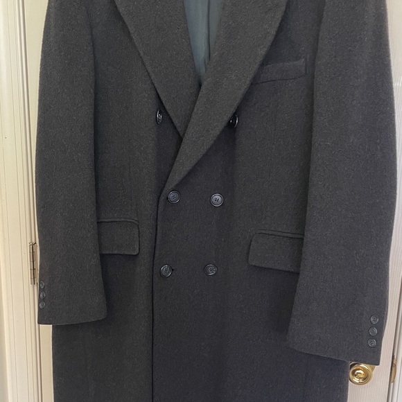 Cashmere Blend Men’s Long Winter Coat Charcoal Gray Size 46 Regular - Picture 5 of 9